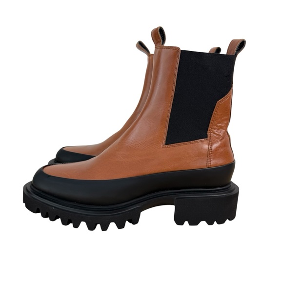 AllSaints Harlee Tan Brown Leather Boots Chunky Lug Sole Sz 8 US 38 EU NWT - Picture 4 of 10